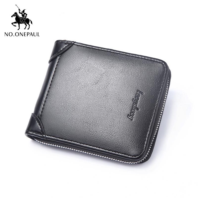 

NO.ONEPAUL 2021 Men's Short Wallet Retro Zipper Small US Dollar Multifunctional Large Capacity Man Wallets, Red;black