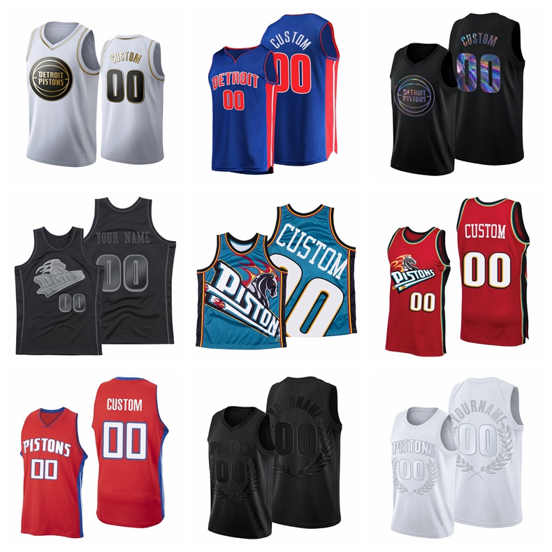

2021 Basketball Jerseys Grant Hill Jersey Reggie Jackson Isiah Thomas Jerami Grant Hayes Customized Stitched Size S-XXXL Breathable Quick Dr, Black;red
