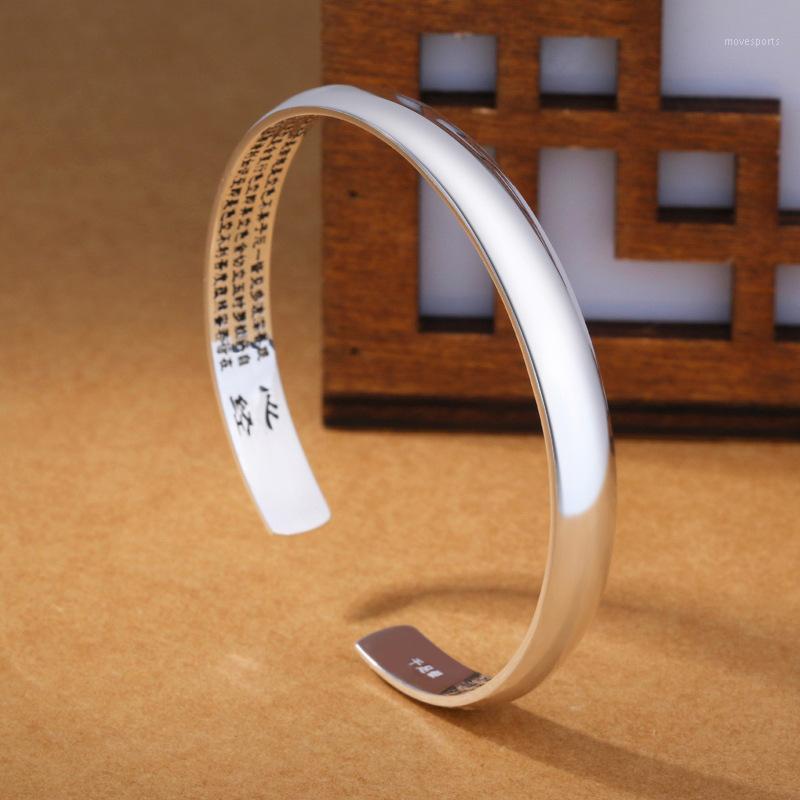

Charm Bracelets YAOLOGE Simple Buddhist Heart Sutra Bangle Calm Silver Plated Fashion Word Religious Bracelet For Women 2021 Jewelry1