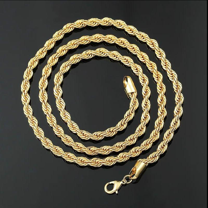 

Male Female Hip Hop Rapper Chain S 3mm 18 20 "24" 30 "stainless Steel Gold Color Rope Link Necklace Chains, Silver