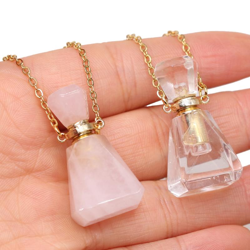 

Pendant Necklaces Small Necklace Natural Stone Chain Length 65 Cm Perfume Bottle Charm Jewelry Gifts For Women Men 17x34mm