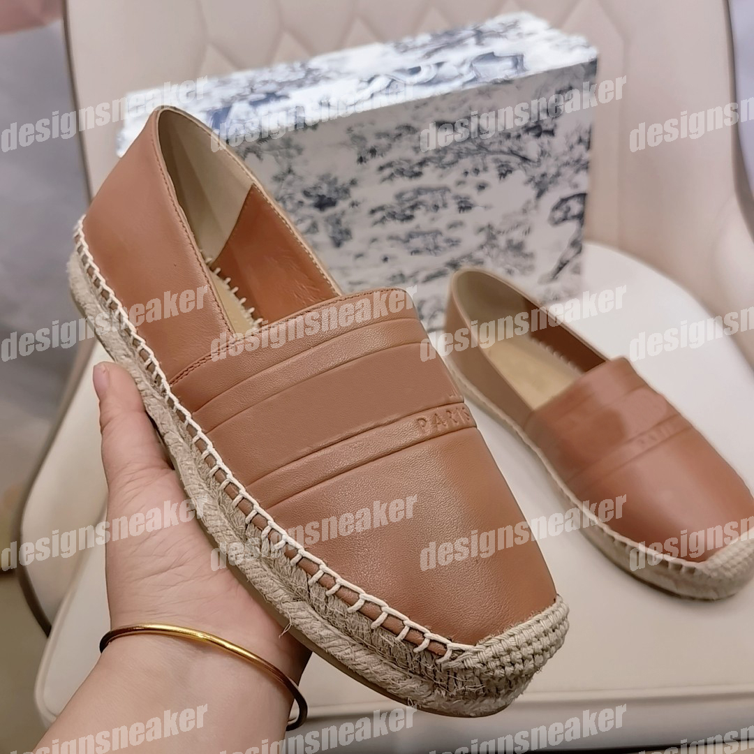 

2021 Fashion Womens Espadrilles Fisherman Shoes Ladies Casual Flat Slip-On Dress Leather Shoe Canvas Sneakers Chaussures 35-42, Brown