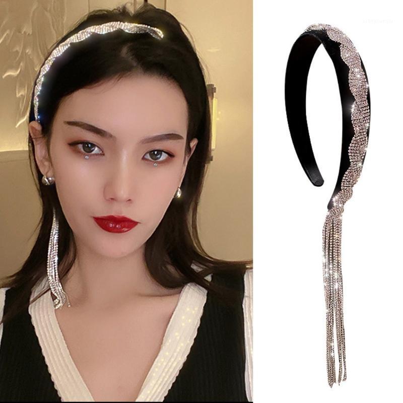 

Hair Clips & Barrettes Simple Asymmetry Tassel Headbands Shiny Luxury Crystal Hairbands Non-Slip For Women Girls Fashion Hoop Accessories, Golden;silver