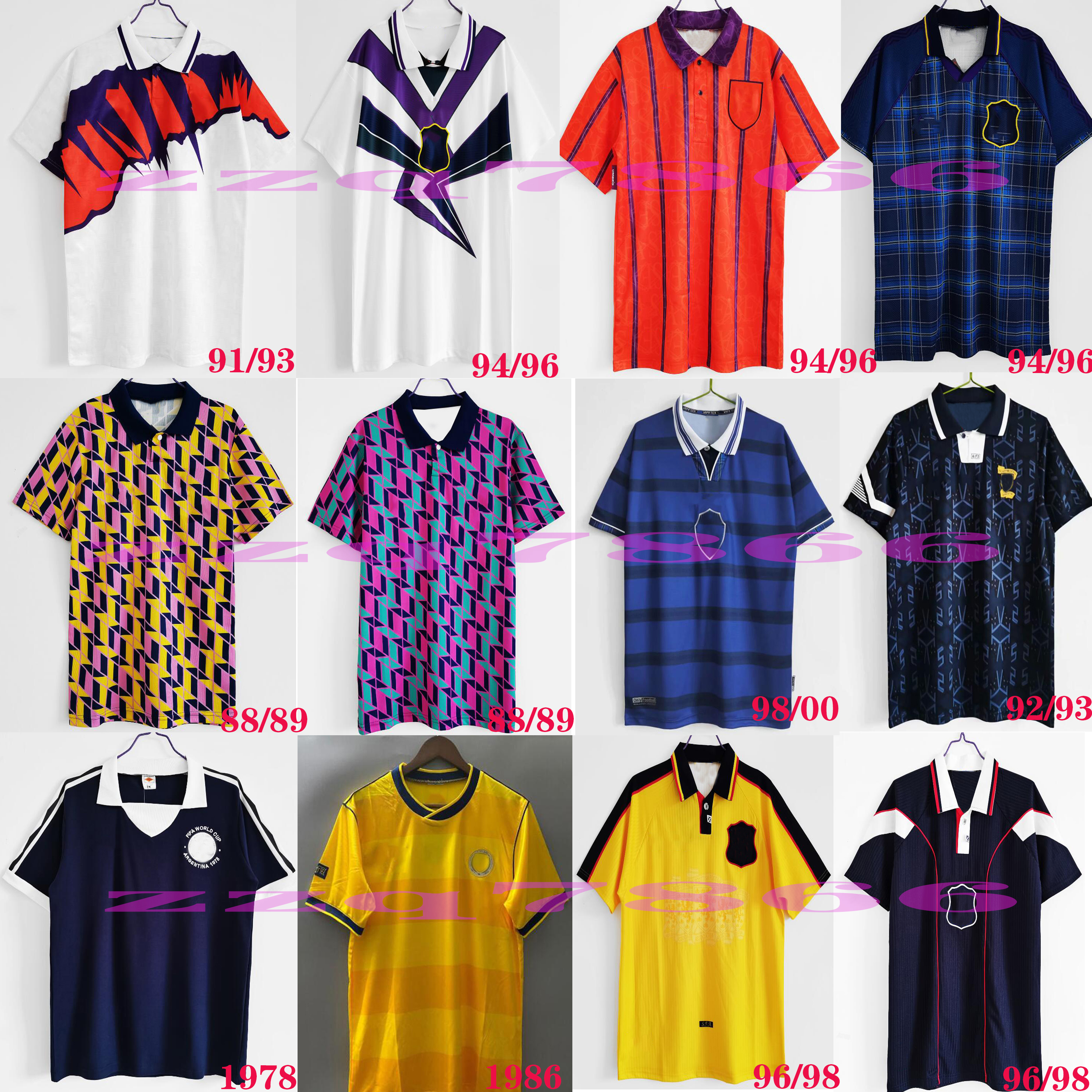 

78 82 84 86 89 91 93 94 95 96 98 Scotland Retro MULGREW Soccer Jersey World Cup equipment Home blue kits 1996 1998 McSTAY classic Vintage Scottish Football Shirt, Lavender