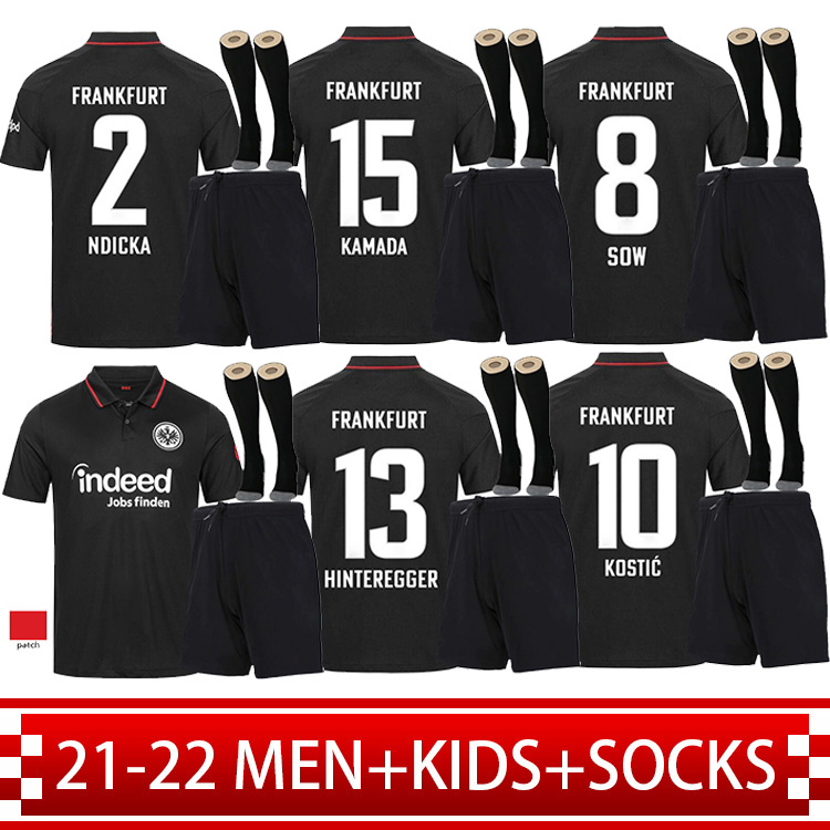 

21  Eintracht Frankfurt Soccer Jerseys Die Adler SOW SILVA KOSTIC JOVIC football shirt set 2021 2022 HASEBE KAMADA HINTEREGGER Men Kids kit+Socks uniform, Flkf0011