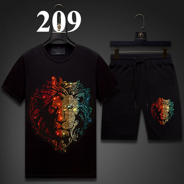 

mercerized cotton tshirt and rhinestone silk shorts tracksuit casual tops bottoms men piece set for summer 7m9n, 209