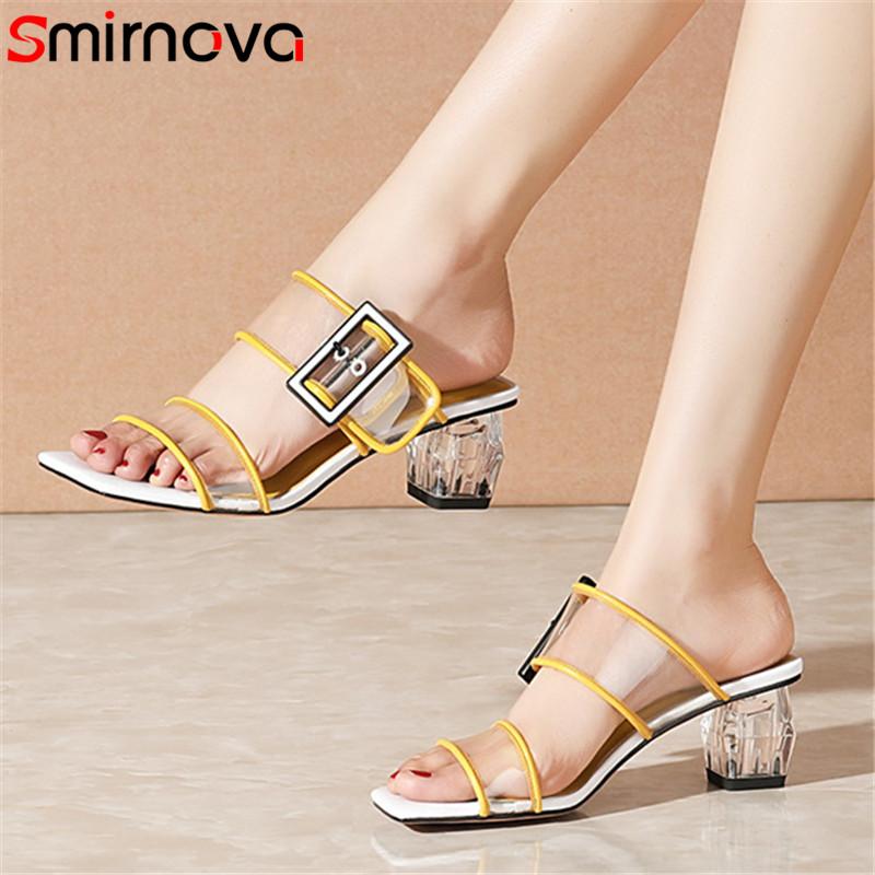 

Smirnova 2021 Arrive Transparent High Heels Sandals Women Shoes Pvc Buckle Mules Fashion Casual Dress, Black