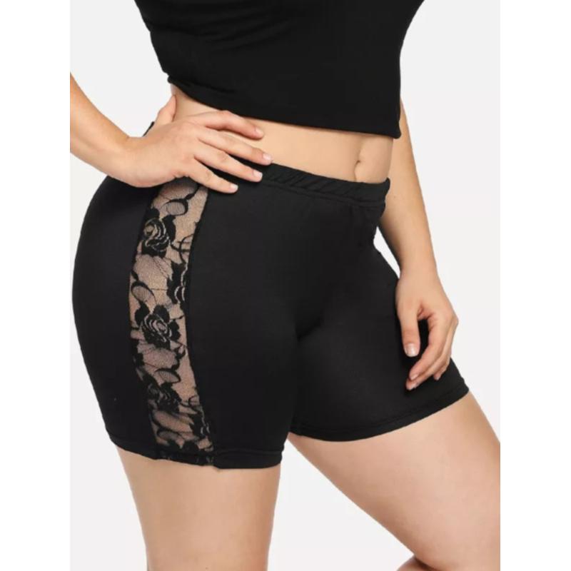 

Women's Shorts High Waist Mesh Patchwork Women Workout Fitness Clothing Exercise Quick Hollow Out Elastic Skinny Casual, Black