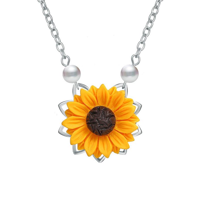 

Chokers Creative Imitation Pearl SunFlower Necklace Pendant For Women Accessories Choker Necklaces Wedding Party Jewelry