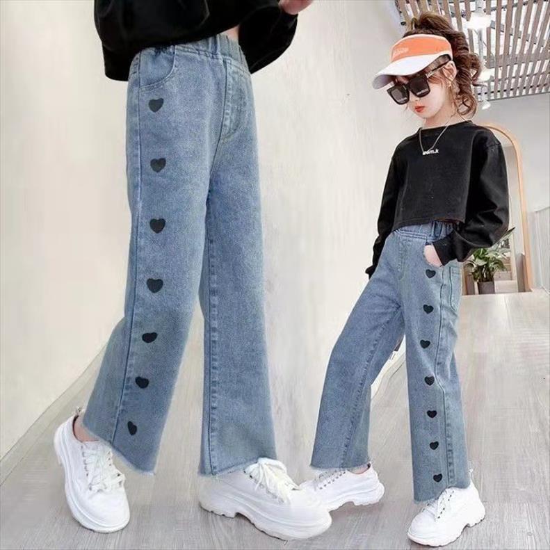 

baby girl wide leg jeans kids girls denim pants children outwear long trousers clothing fall spring, Blue