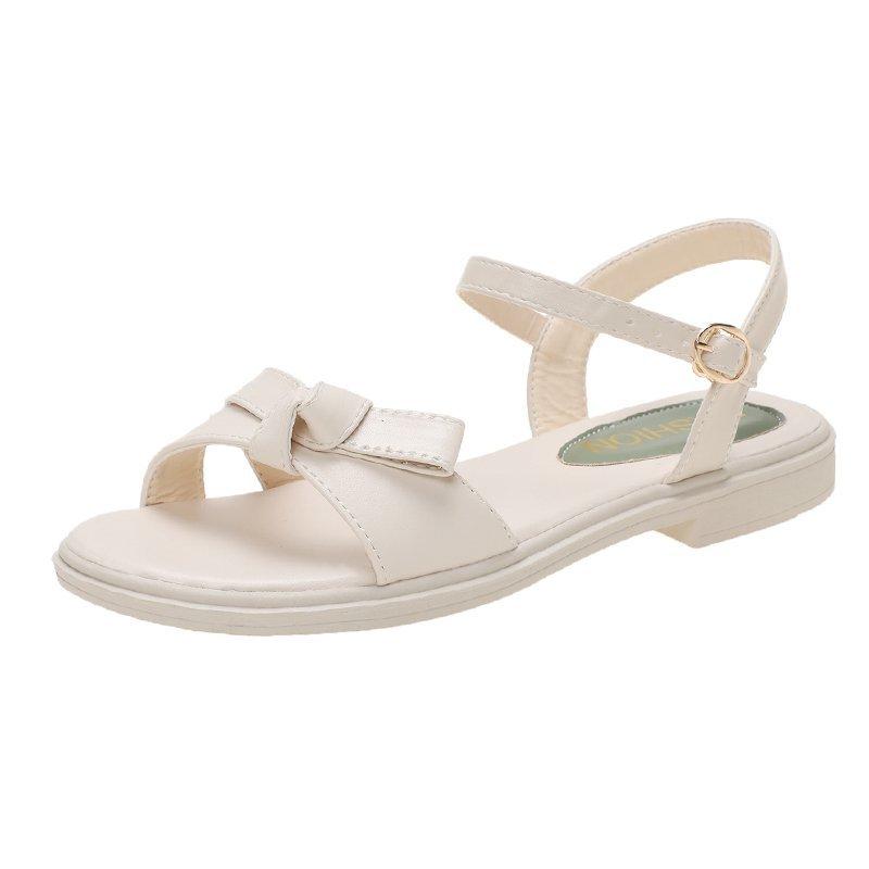 

Summer Korean Style All-Match Flat Sandals Women's Small Fresh And Comfortable Soft-Soled Shoes, Beige white