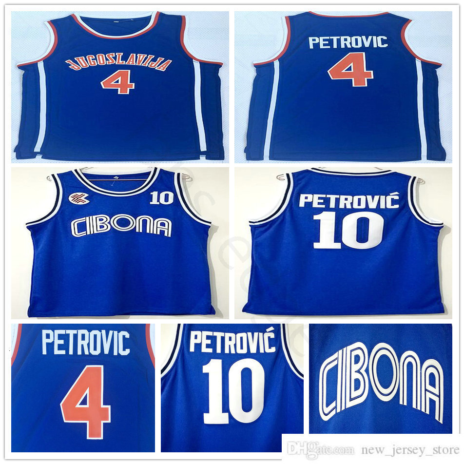 

NCAA Jugoslavija Yugoslavia #4 Drazen Petrovic Jersey Blue #10 Cibona Drazen Petrovic Basketball Jerseys Shirts Mix Order, Multi