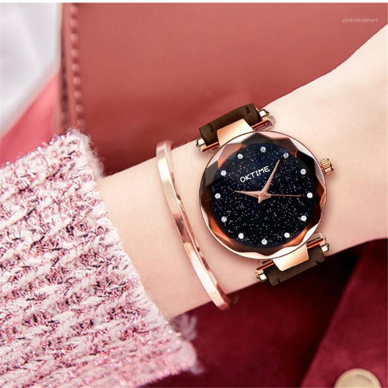 

Wristwatches Watches Luxury Starry Sky Steel Mesh Bracelet For Women Crystal Analog Quartz Ladies Sports Dress Clock XQ, Red