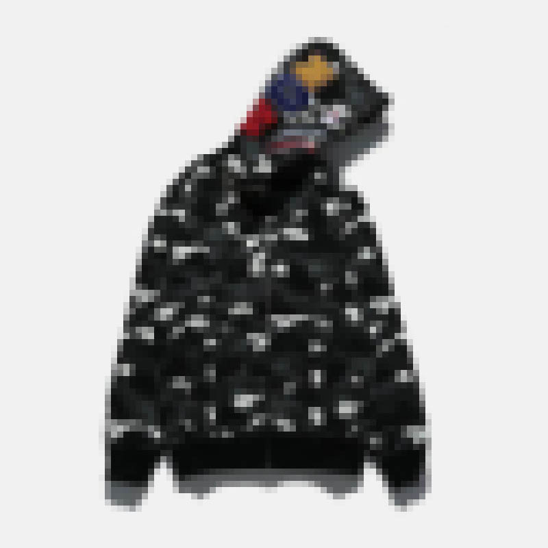 

New STARRY SKY BLACK MEN'S A BATHING APE SPACE CAMO SHARK HOODIE FULL ZIP COAT JACKET