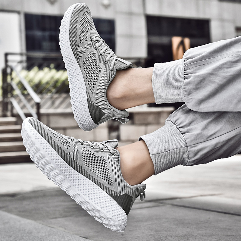

2022 Top Quality Sneakers Womens Men Running Shoes Breathable Knitted Fabric Lace Up Athletic Trainers Size Eur 38-46 Code: LX18-0507