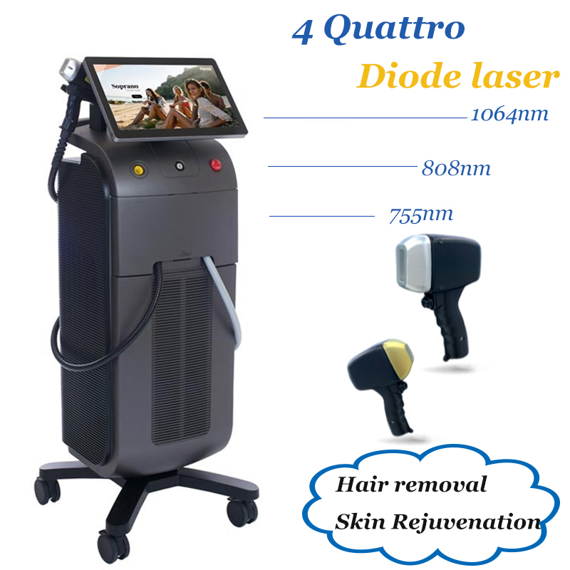 

808 Lazer Hair reduction machine painless cooling Ice Titanium 755nm 808nm 1064nm diode laser hair removal germany 2 handles fast delivery