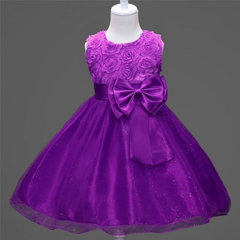 

Girl's Dresses Princess Dress Fashion Flowers Sleeveless Vest Summer Arrival Children Clothes Purple Blue Pink Wedding, Red;yellow