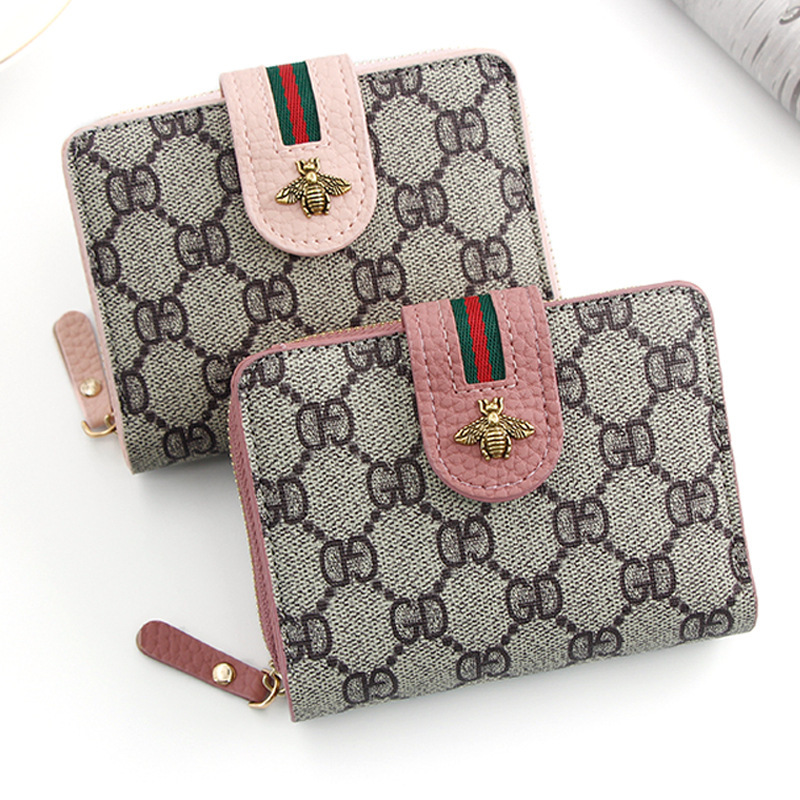 

Wallet female short fashion lady bee cute personality Mini Handbag, Red;black