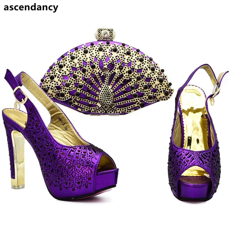 

Dress Shoes Shoe And Bag Set For Party In Women Nigerian Wedding Decorated With Rhinestone Summer Pumps, Black
