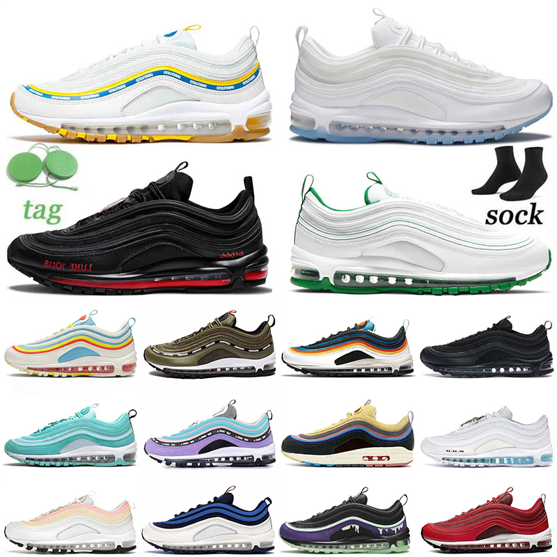 

2021 satan womens mens 97s running shoes Sean Wotherspoon Summer Pack Undefeated UCLA Bruins MSCHF x INRI Jesus White Off Pine Green sports runner trainers sneakers, #a3 undefeated ucla bruins 36-45