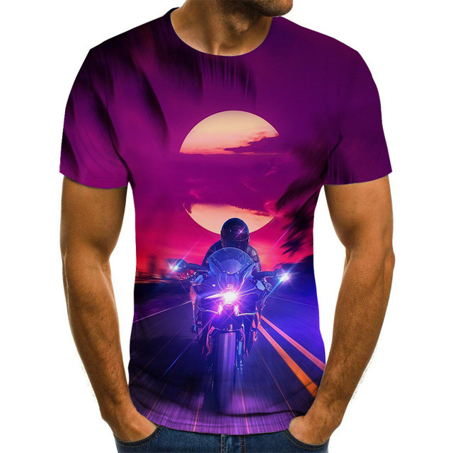 

2021 summer cool locomotive novel pattern digital print men's street trend short sve t-shirt58tn, White;black