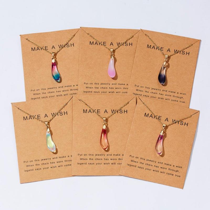 

Belleper Make A Wish Natural Water Drop Necklace For Lover Gem Stone Waterdrop Pendant Charm Jewelry Unique Necklaces