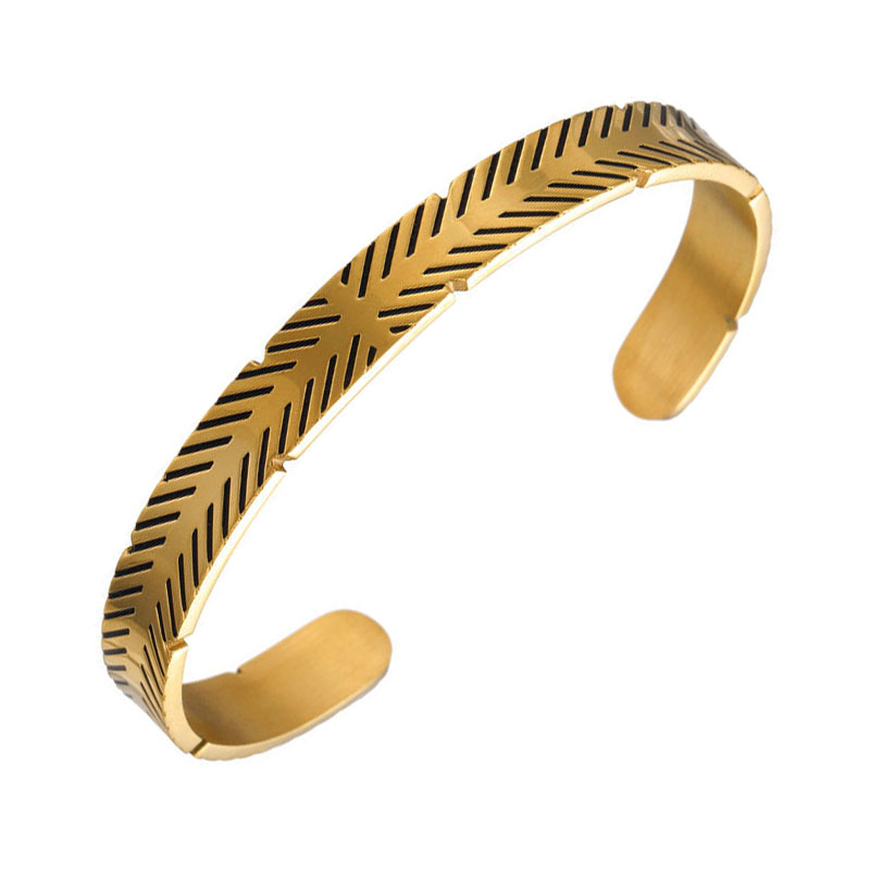 

NEW arrival Stainless steel bangle Fashion men roman bracelet Open Style Jewellery for pulsera hombre Hiphop armband accessories, Black