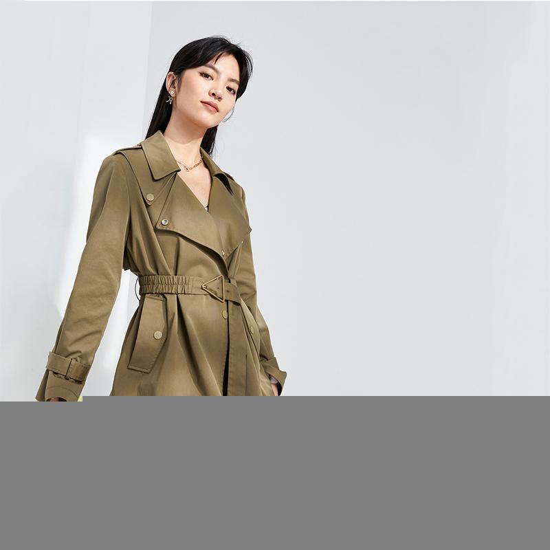 

Women' Trench Coats 2021 Women Spring Dress With Belt Tooling Wind Windbreaker High-quality Mid-length Y12, Black