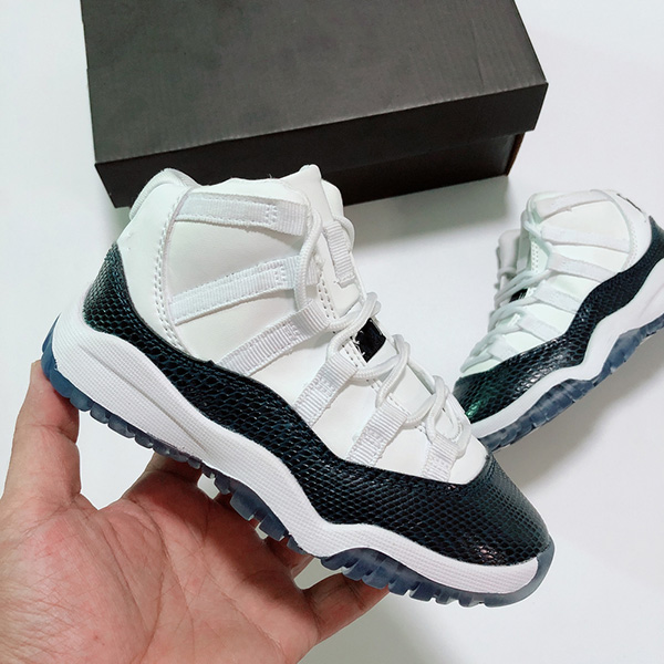 

children Jumpman 11 11s Space Jam Bred Concord Gym Red Basketball Shoes Children Boy Girls White Pink Midnight Navy Sneakers, Black