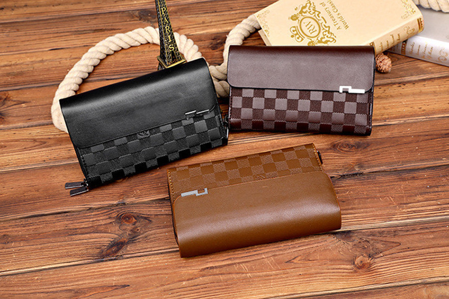 

Newest men classic standard travel wallet fashion leather long purse moneybag zipper pouch coin pocket note compartment man clutch, Box