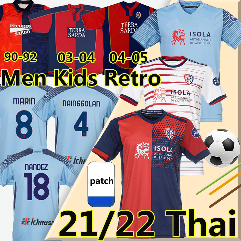 

21/22 Cagliari Calcio Soccer Jerseys Retro 2003 04 05 Zola #10 Gobbi 1990 91 92 Nainggolan Joao Pedro Simeone Godin Pellegrini 2021 2022 Men Kids Kits football jersey, 21-22 away