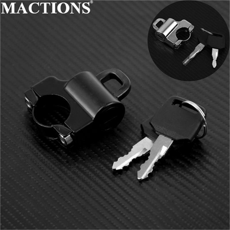 

Theft Protection Motorcycle Univesal Helmet Lock Bike Hanging Hook Keys Set Alloy Chrome/Black Custom With 7/8" Bar Accessories