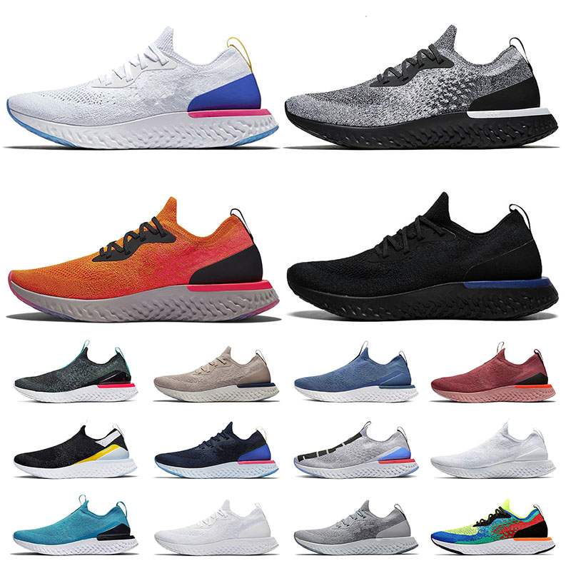 

Wholesale Epic React Fly knit V2 Flynit V1 Running Shoes Belgium Outdoor Pewter Men Women Trainers Silver grey black spots White Pink Sports Sneakers Brownish yellow, 7 white pink 36-40