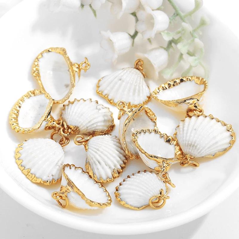 

Charms 6PCS 17x17MM 22x20MM 24K Gold Color Brass Cover Natural Conch Pendants High Quality Diy Jewelry Findings Accessories, Bronze;silver