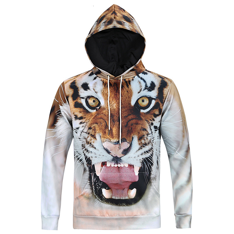 

Sweatshirts Leisure Mens High fashionMen's Quality spring 2021 3D tiger digital printed sweater hooded men's