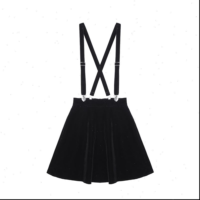 

womens skirt skirts harajuku velvet punk love clip strap for female ladies mini black drop