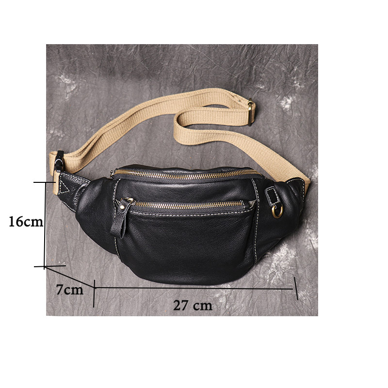 

Fashion Waist Bag Black Soft Leather Fanny Packs Male Party Shoulder Men's Sling Messenger
