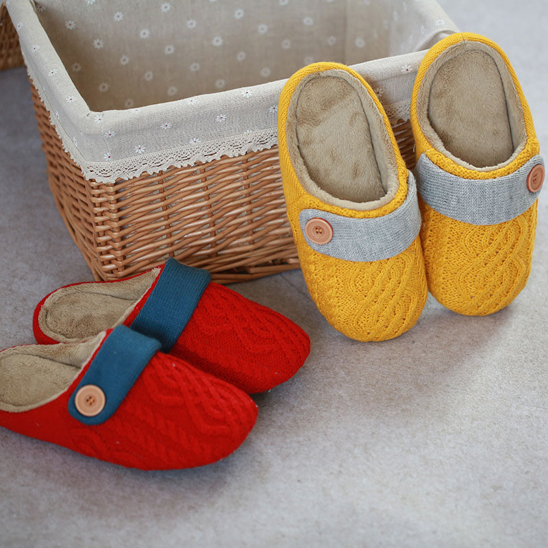 

Autumn Winter Home Slippers Mute Indoor Bedroom Shoes Wool Fabric Breathable Vamp Soft TPR Sole Men Women Couples Light, Beige