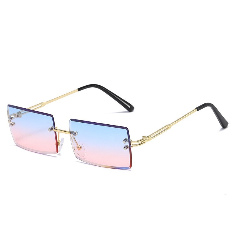 

2021 Square Rimless European American Fashion Women Street Shooting Sunglasses 0931