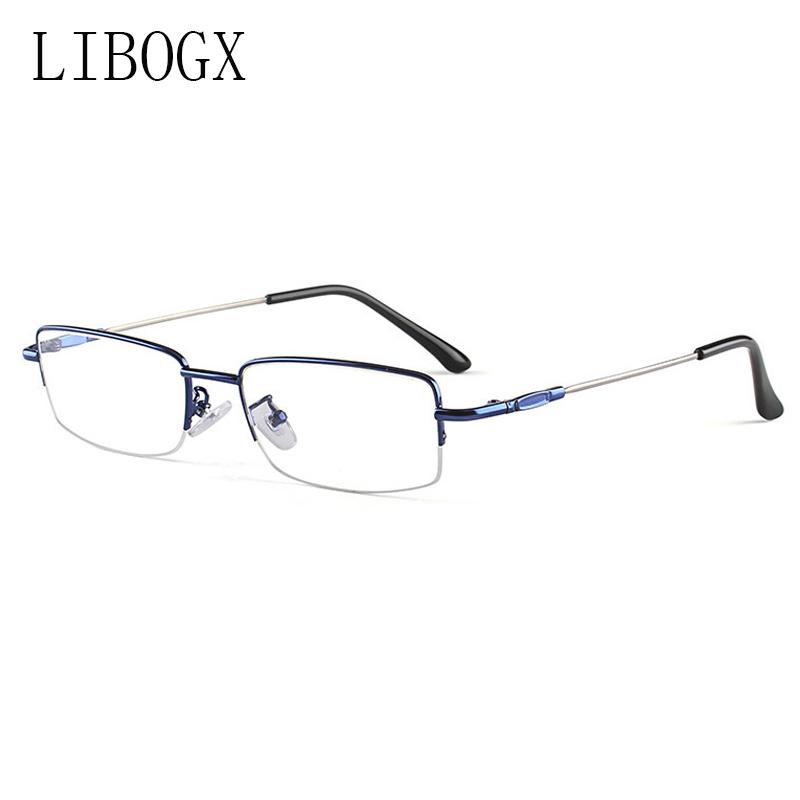

Fashion Sunglasses Frames LIBOGX Myopia Frame Men's Square Half Glasses High-Grade Titanium Alloy Ladies Optical Flat Mirror