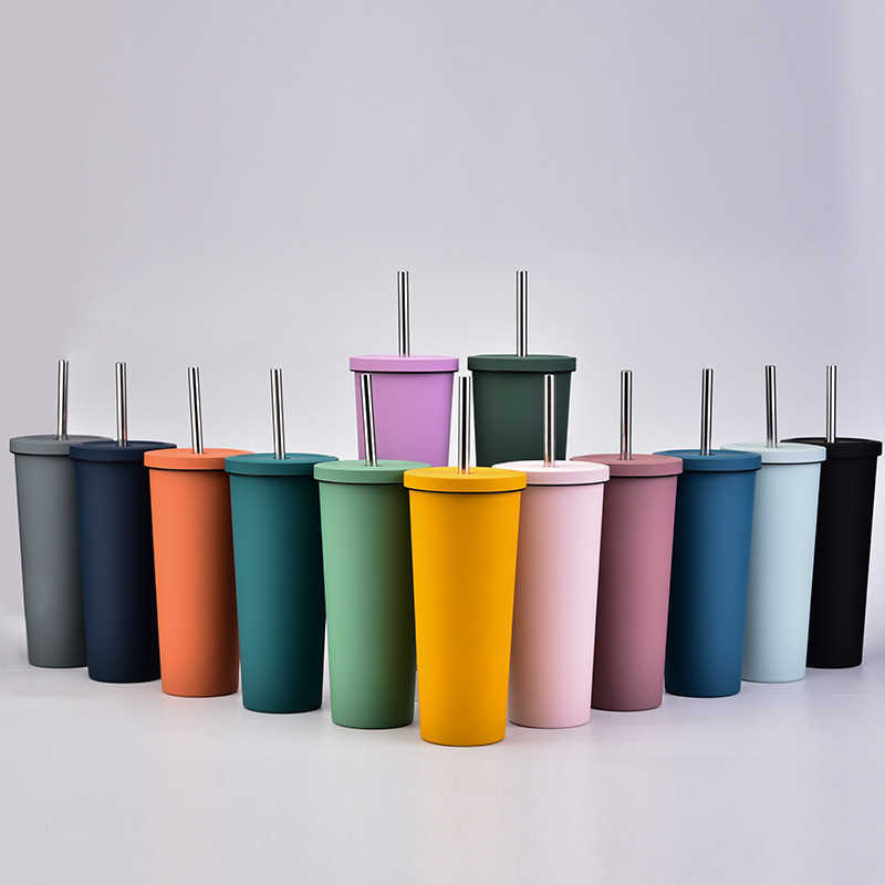 

Double Deck Stainless Steel Straw Mug Vacuum Outdoors 304 Thermos Cup Colorful Fashion With Lid High Capacity Water Tumbler 33 25mg B3, As show