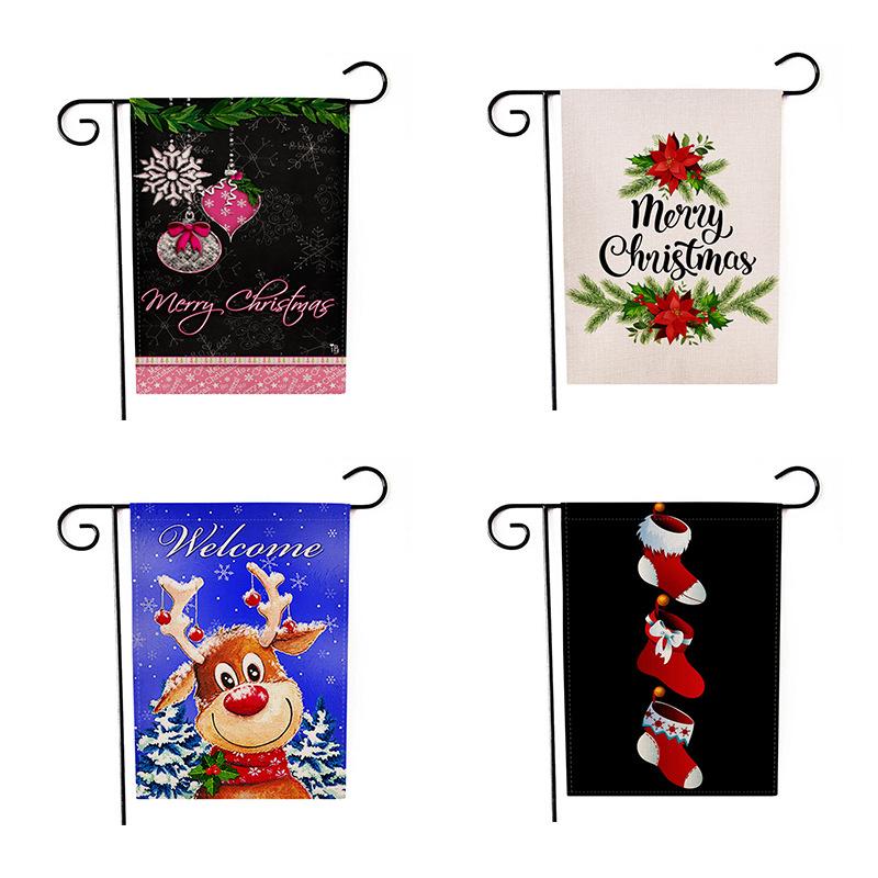 

Christmas Garden Flag Santa Claus Snowman Indoor Outdoor Home Winter Happy Festival Household Hanging Flags Decor