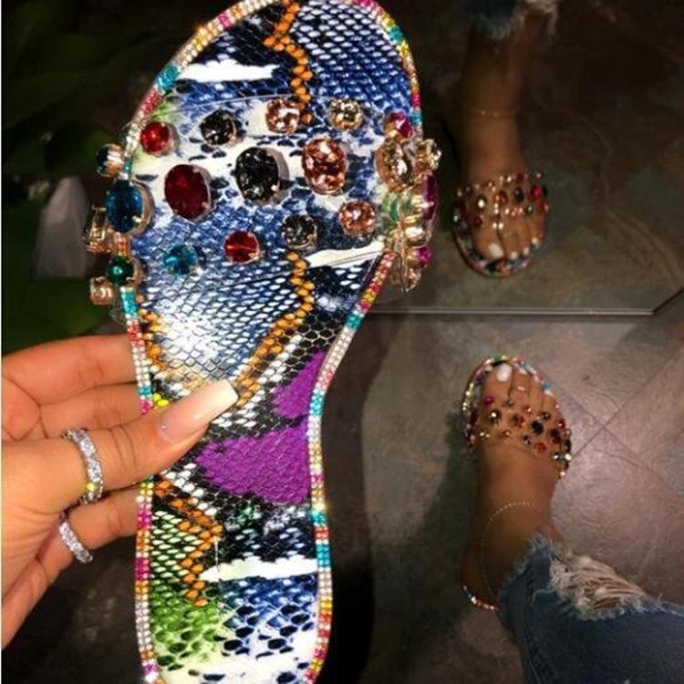 

Slippers Glitter Women Summer 2022 Fashion Bling Female Candy Color Flip Flops Beach Diamond Flat Shoes Outdoor Sandals Slides, Black