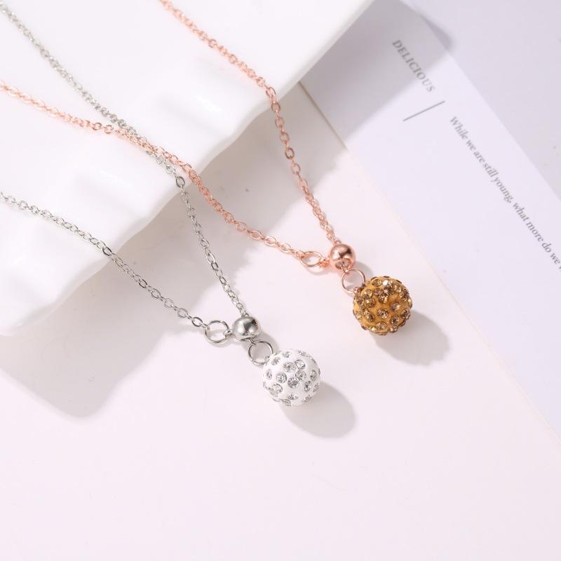 

Pendant Necklaces Silver Color Necklace Female Short Design Crystal Shambhala Ball Chain Elegant Brief Anti-allergic Top Quality Classic