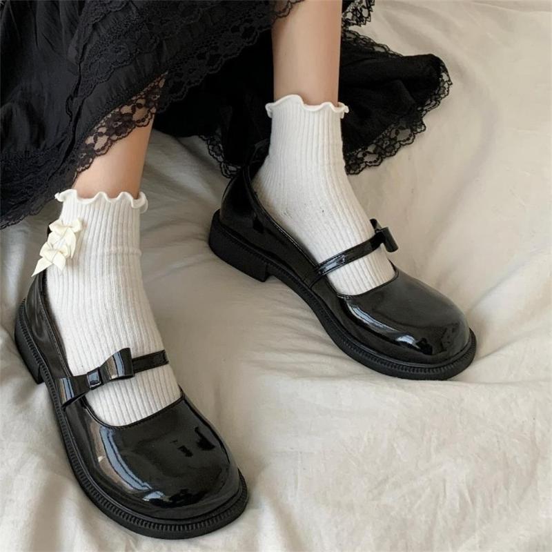 

Dress Shoes Fashion Women Round Toe Bow Female Ladies Shallow Pumps Mary Jane Girls Lolita For 2022 Chaussure Femme, Black a