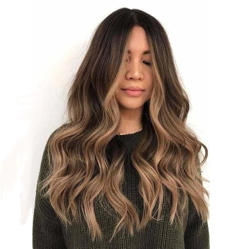 

long fashion Wig wig curly hair middle split front women's chemical fiber headgear small lace wigs, R6/27t/12c#