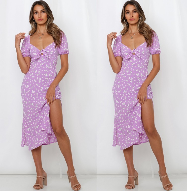 Robe de mode 2021 Spring and Summer Femmes manches courtes à lacets à lacets pour femmes