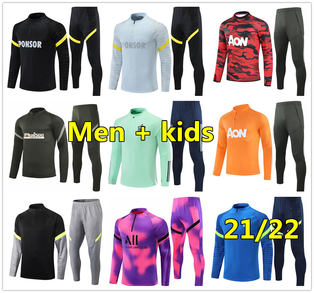 

21 22 soccer tracksuit Men + kids football training suit 2020 2021 2022 football tracksuit jogging survetement de foot chandal, 12