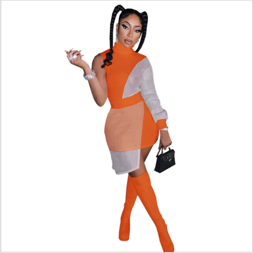 

Recommend Style Sweet Cool Girl Streetwear Contrast Patchwork Bodycon Casual Chic Dresses For Women Party And Club Wear 210525, Yellow