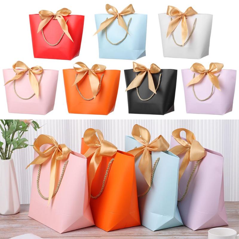 

Gift Wrap Colorful Goodies Party Tote Bag Box Paper Storage Ribbon